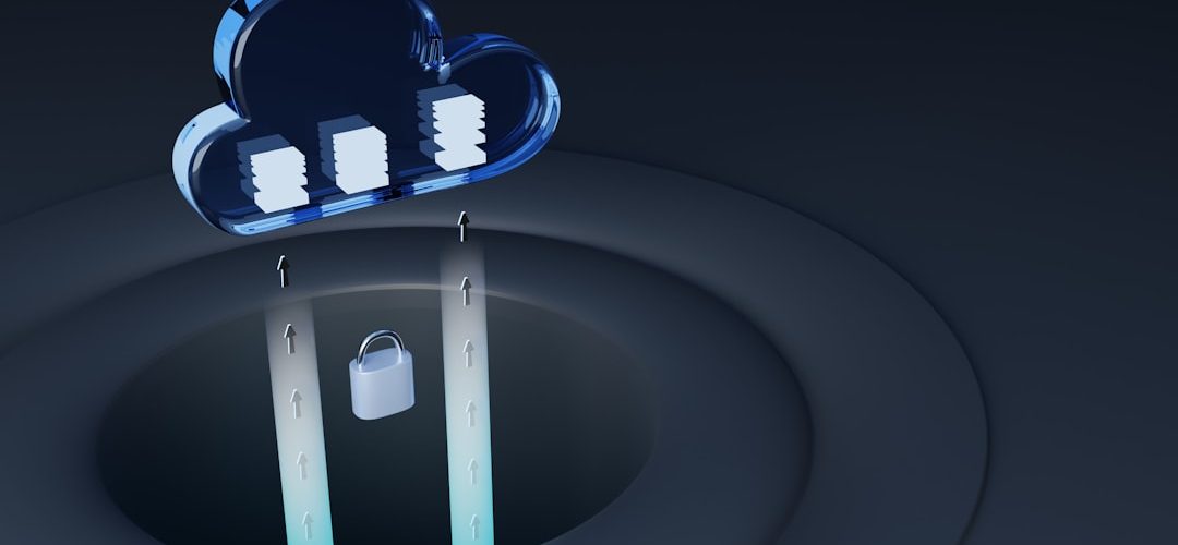 a blue and white logo cloud security remote workers network protection
