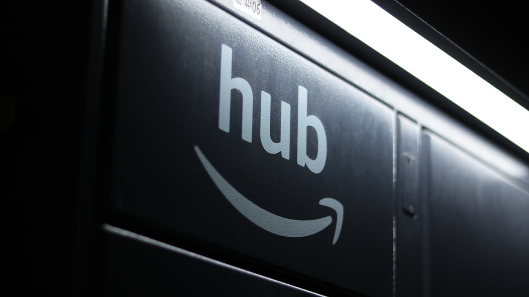 a close up of a sign that says hub amazon shopping product search online store visibility