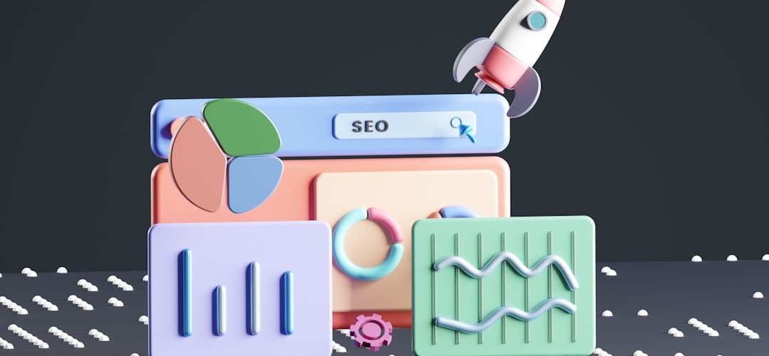 a computer screen with a rocket on top of it seo dashboard traffic growth performance metrics