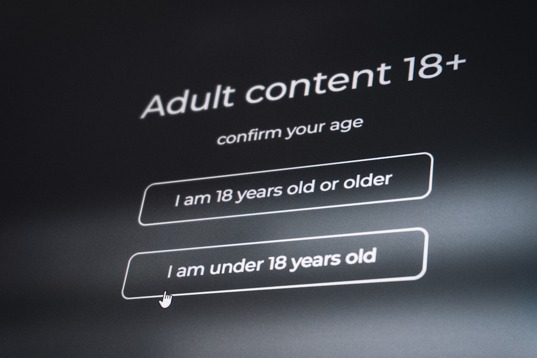 adult content confirmation screen with age verification buttons content creation captions accessibility