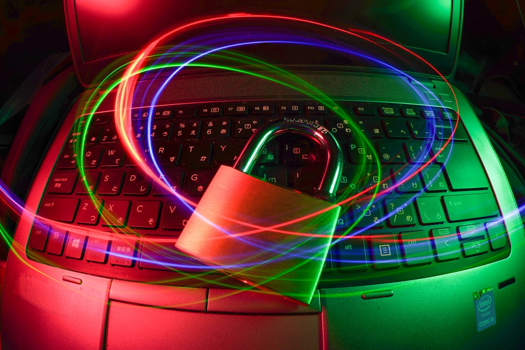 padlock on laptop with light trails zero trust threat detection secure access