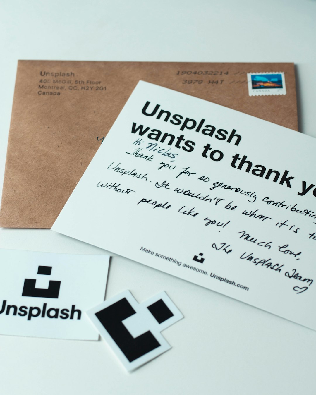 two brown and white unsplash wants to thank you letter business outreach prospect list email campaign
