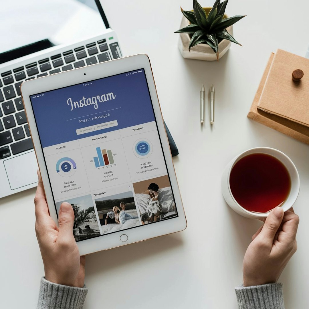 a person holding a tablet next to a cup of tea instagram analytics friday engagement posting schedule