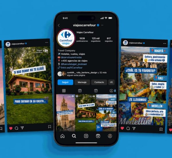 Meta Creative Brief Template for Travel Agencies in 2026: Essential Fields for Paid Social Campaigns 27 a smartphone displaying a social media profile page surrounded by several travel themed posts travel agency team social media ads campaign planning