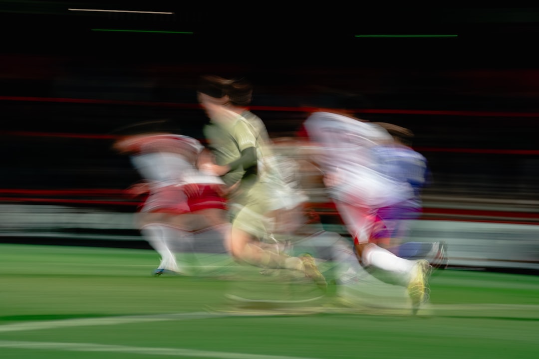 soccer players running on a field with motion blur match cut motion blur transition