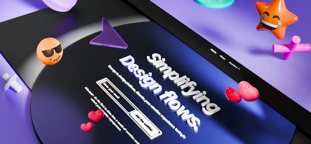 3d abstract shapes and emojis on purple background interactive websites colorful browser games satisfying design