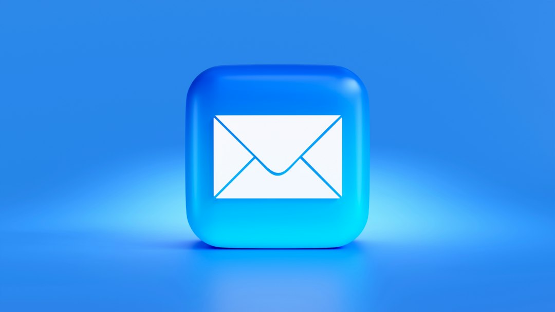 a blue button with a white envelope on it email header unsubscribe button inbox interface