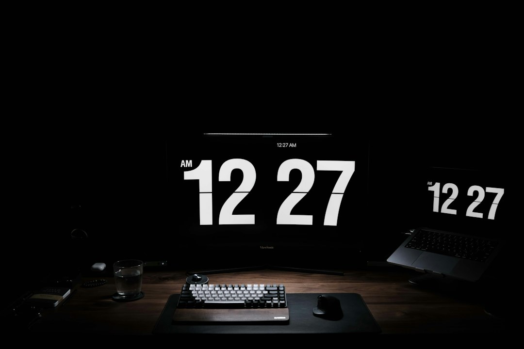 a desk with a keyboard and a monitor black friday sale page countdown timer ecommerce offer