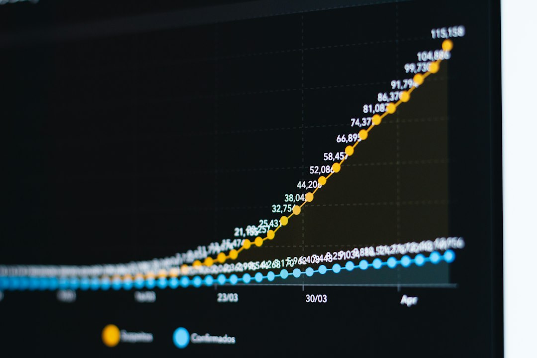 a line graph with rising yellow and flat blue data points on a dark background comparison chart hosting features business choice