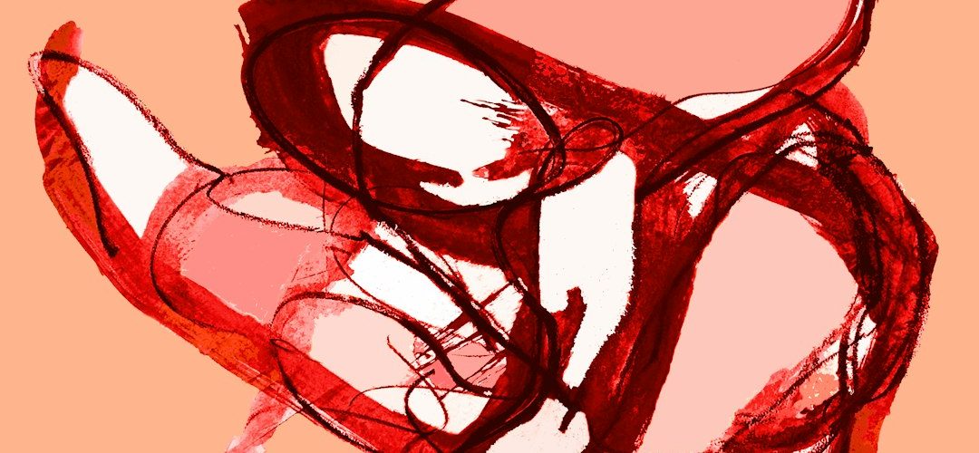 abstract red brushstrokes on a peach background digital painting tablet pen photo reference
