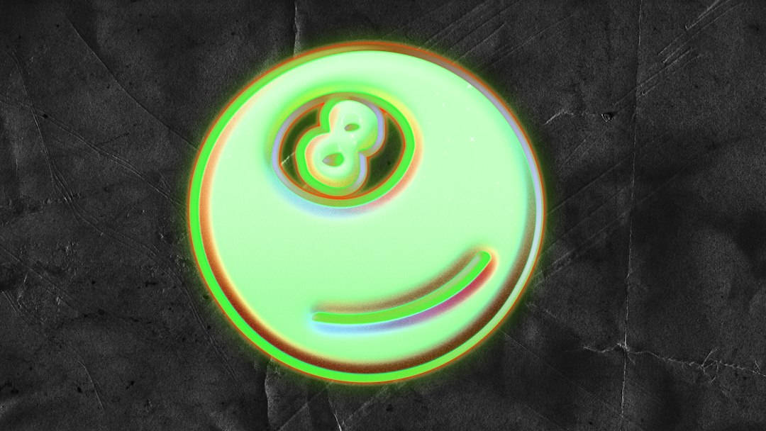 glowing green eight ball on dark background random web button weird internet retro websites