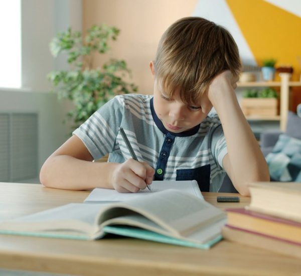 GoodNotes vs Notability: Which Note-Taking App Fits Students and Professionals? 6 young boy concentrating while doing homework at desk ipad notes apple pencil student desk study apps